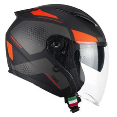 CGM 136G DNA GALAXY JET CASCO MOTO NERO ARANCIONE FLUO OPACO