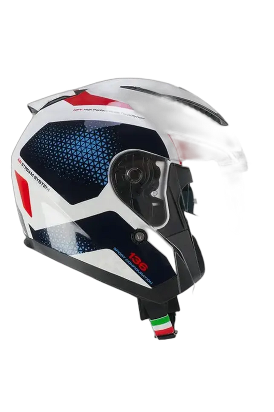 CGM 136G DNA GALAXY Moto Jet Caschi Bianco Azzurro 