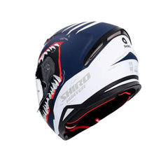 SHIRO HUNTER SHARK MOTO INTEGRALI CASCHI OPACO NAVY BLU BIANCO 