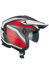 CGM 155G RUSH DUAL casco Jet Nero Rosso opaco 