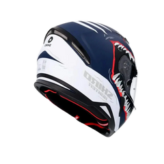 SHIRO HUNTER SHARK Moto Integrali Caschi Opaco Navy Blu Bianco 