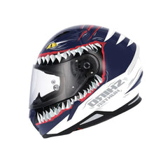 SHIRO HUNTER SHARK MOTO INTEGRALI CASCHI OPACO NAVY BLU BIANCO 