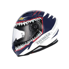 SHIRO HUNTER SHARK Moto Integrali Caschi Opaco Navy Blu Bianco 