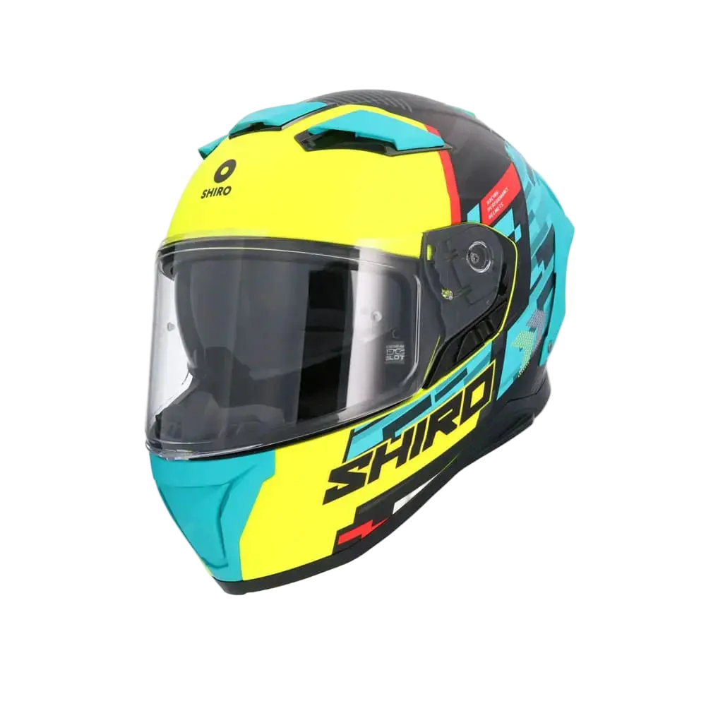 SHIRO FF939 Alpha Moto Integrale Caschi Verde Giallo Flou 