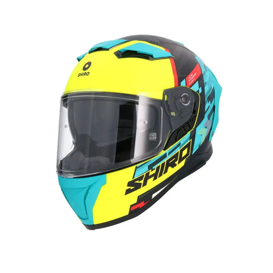 SHIRO FF939 Alpha Moto Integrale Caschi Verde Giallo Flou 