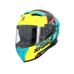 SHIRO FF939 Alpha Moto Integrale Caschi Verde Giallo Flou 