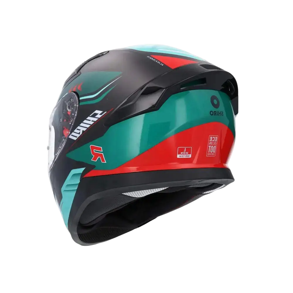 SHIRO katana orbe Motociclo integrale Caschi Verde Rosso 