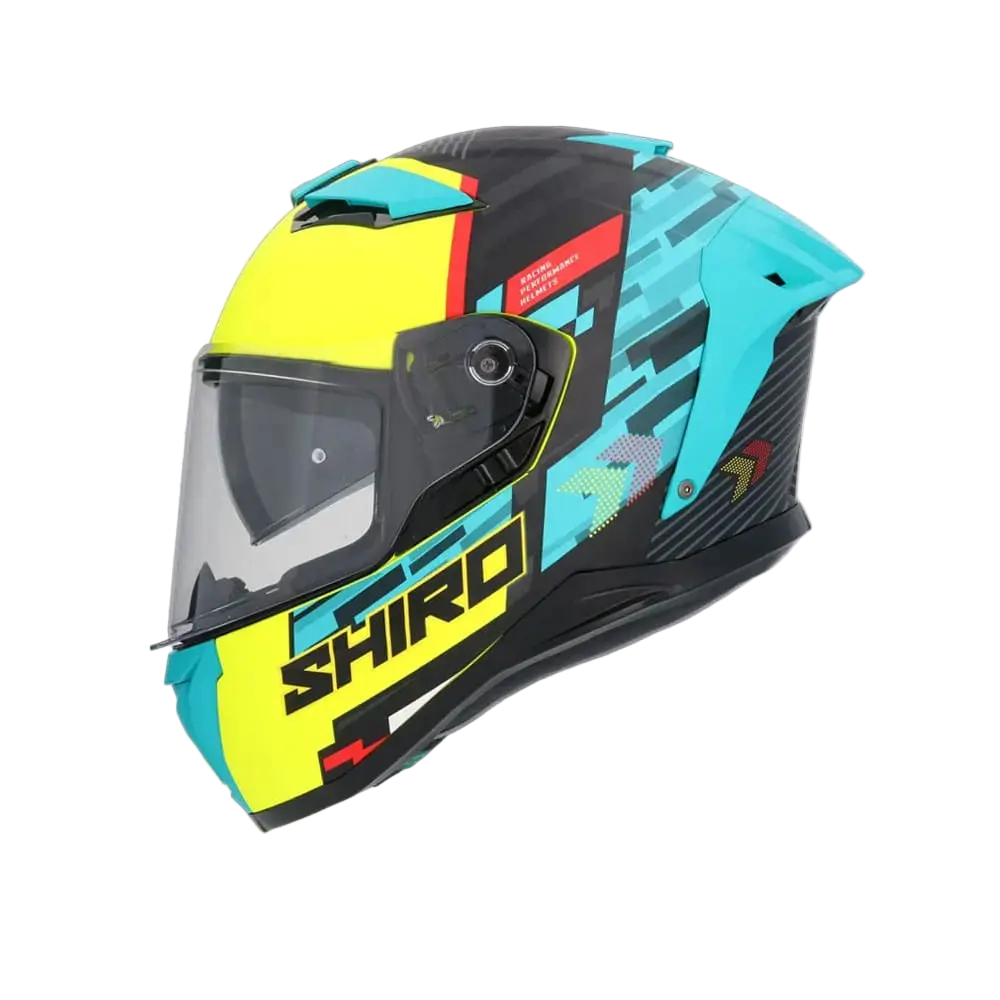 SHIRO FF939 Alpha Moto Integrale Caschi Verde Giallo Flou 