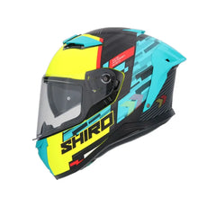 SHIRO FF939 Alpha Moto Integrale Caschi Verde Giallo Flou