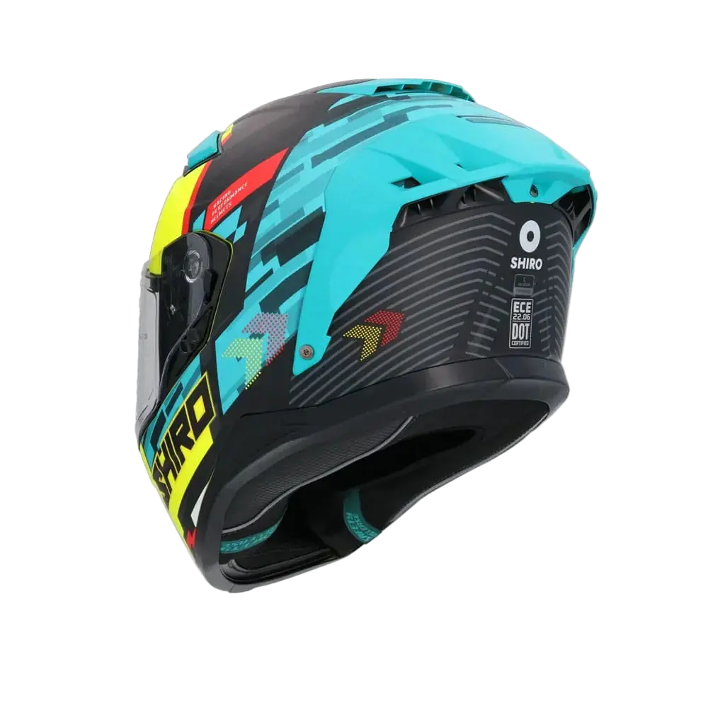 SHIRO FF939 Alpha Moto Integrale Caschi Verde Giallo Flou 