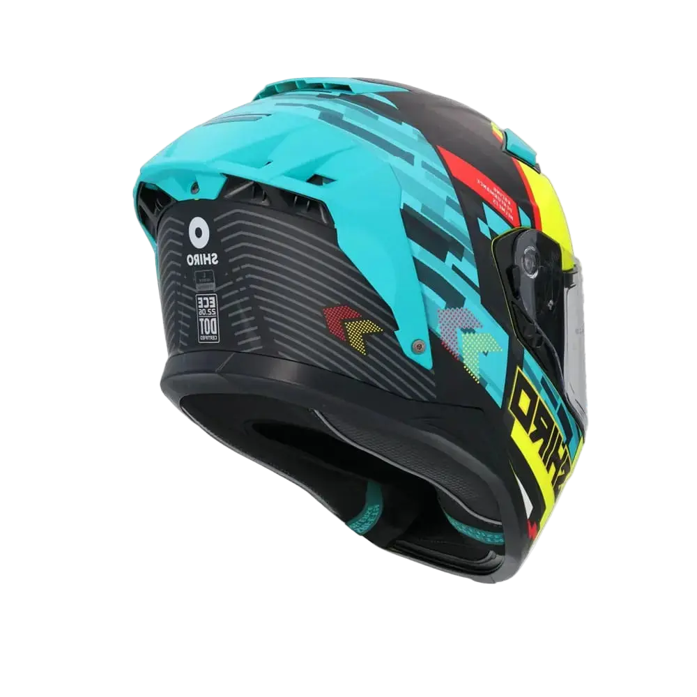 SHIRO FF939 Alpha Moto Integrale Caschi Verde Giallo Flou 