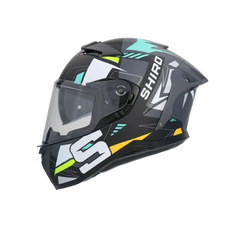 SHIRO FF939 Alpha Motociclo Integrale Caschi Opaco Nero Bianco Verde 