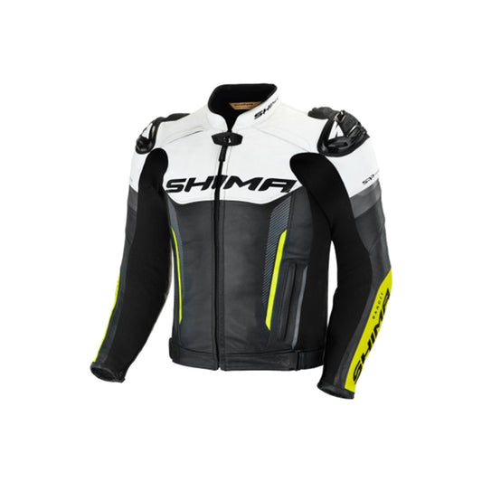 SHIMA Bandit motociclista Corsa pelle Giacca Nera Bianca Gialla