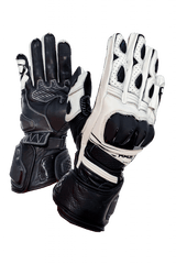 MUGENRACE G-MNR-2481 LINEA SPORT Moto Pelle Guanti Nero Bianco