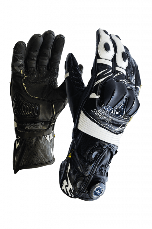 MugenRace G-MNR 2480 COWY Sport Moto Guanti Bianco Nero 