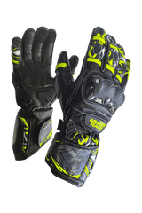 MUGENRACE MOONE SPORT Moto Pelle Guanti Nero Giallo Fluo