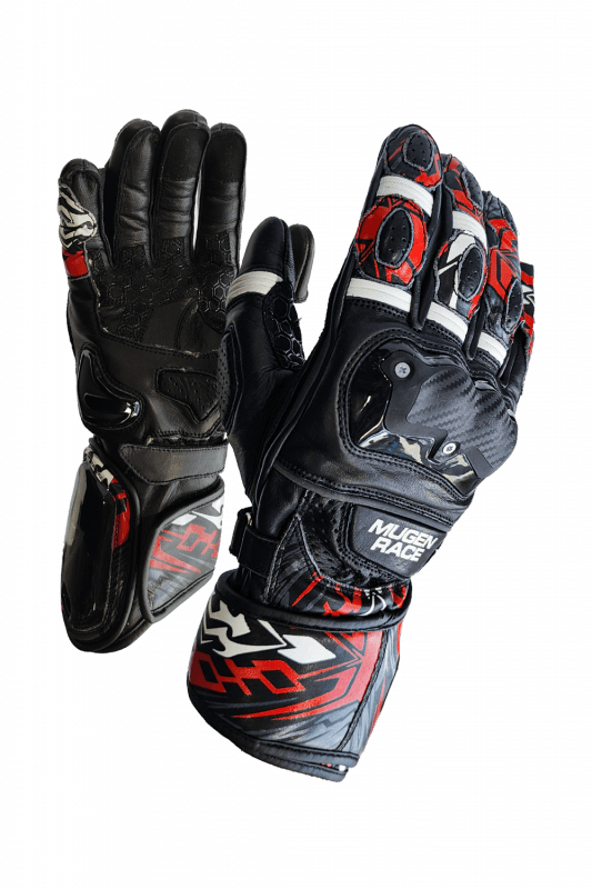 MUGENRACE MOONE SPORT Moto Pelle Guanti Nero Rosso