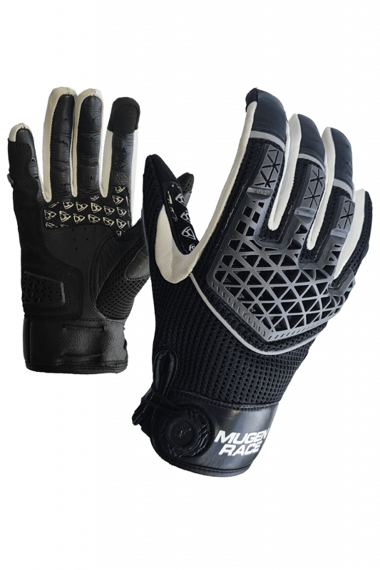 MUGENRACE X-Air Moto Pelle Corti Guanti Neri Bianchi 
