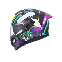SHIRO RAPTOR CRAZY RABBIT MOTO INTEGRALI CASCHI NERO ROSA GIALLO FLOU 