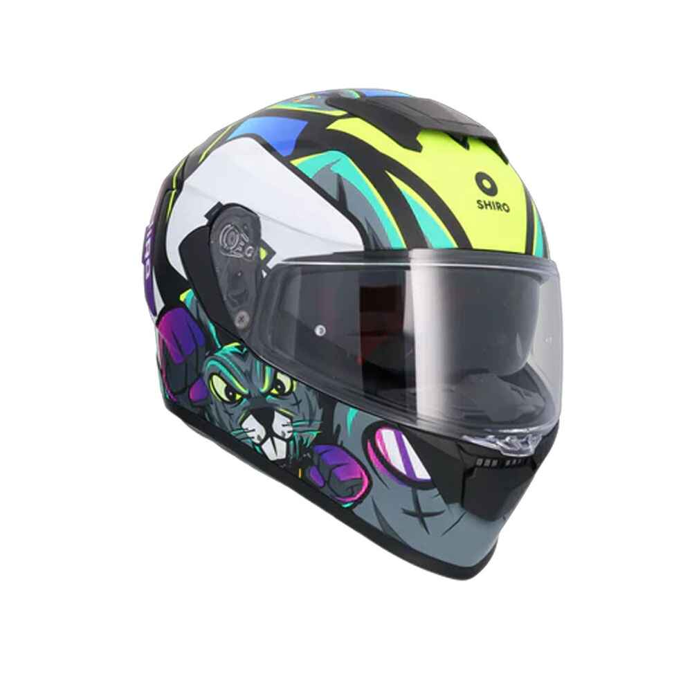 SHIRO RAPTOR CRAZY RABBIT MOTO INTEGRALI CASCHI NERO ROSA GIALLO FLOU 