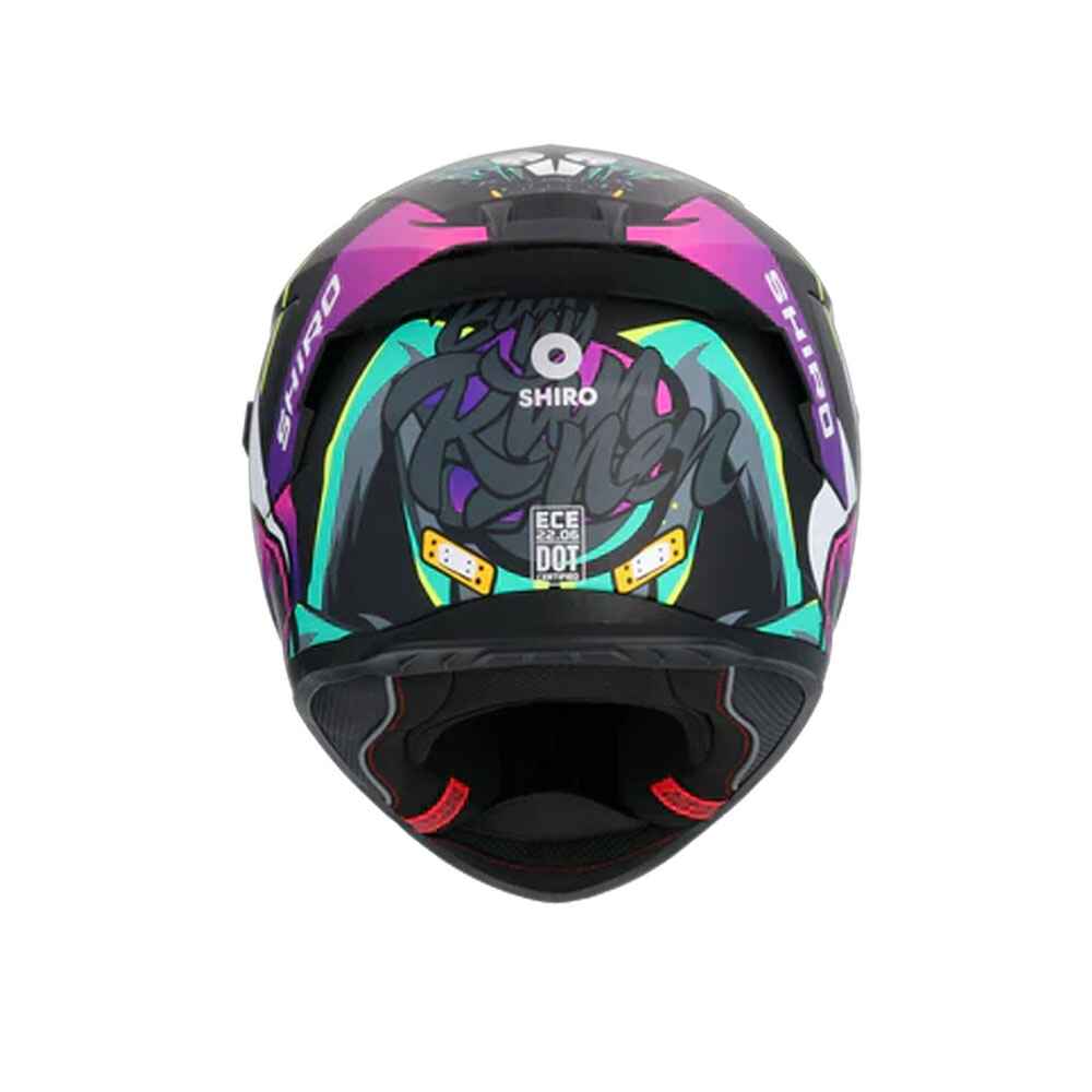 SHIRO RAPTOR CRAZY RABBIT MOTO INTEGRALI CASCHI NERO ROSA GIALLO FLOU 