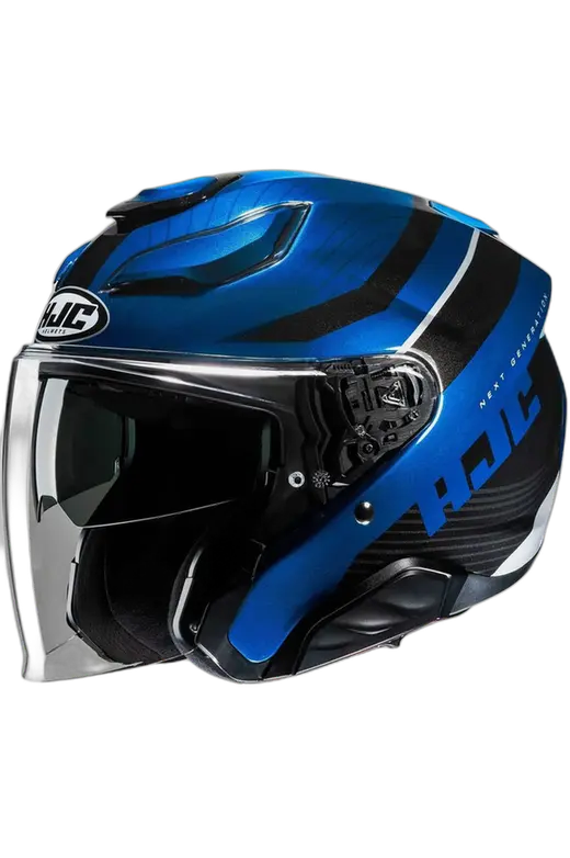 HJC F31 NABY MC2 Moto Sportivo Jet Caschi Blu Nero 