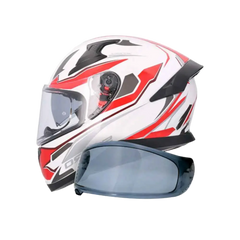 SHIRO KATANA SHARP Moto Integrale Caschi Bianco Rosso 