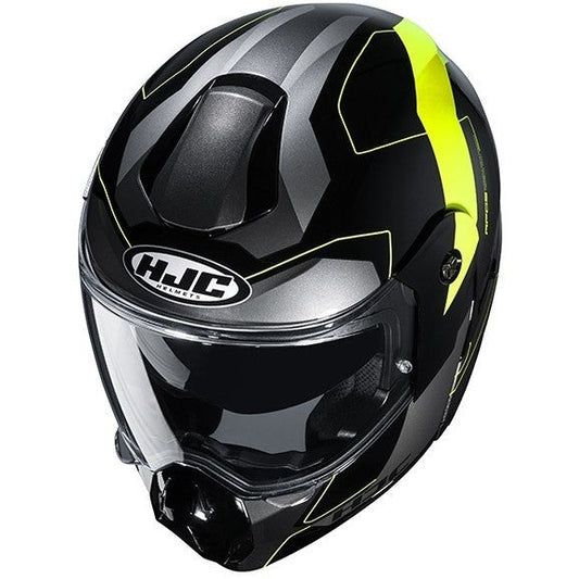 HJC C80 Rox Moto Integrali Modulare Caschi Nero giallo Fluo