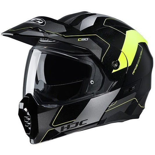 HJC C80 Rox Moto Integrali Modulare Caschi Nero giallo Fluo