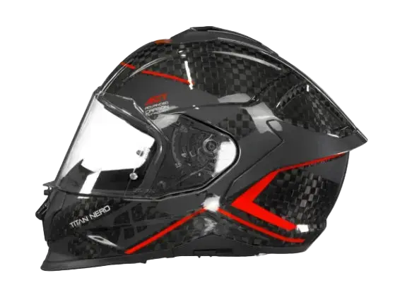 SMK TITAN CARBON GL263 Moto Integrali Caschi Nero Rosso 22.06 