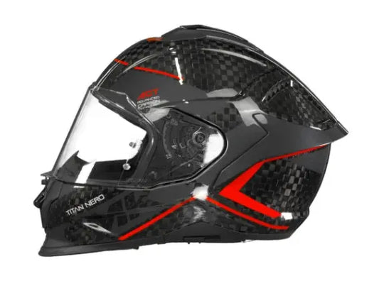 SMK TITAN CARBON GL263 Moto Integrali Caschi Nero Rosso 22.06 