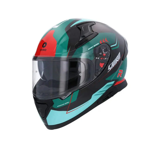 SHIRO katana orbe Motociclo integrale Caschi Verde Rosso 