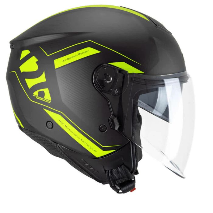 CGM 126G IPER CITY Casco Jet De Moto Negro Amarillo Flouro 