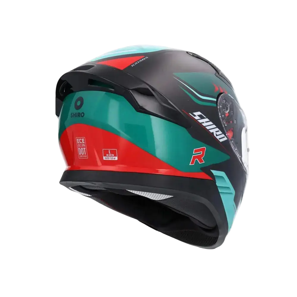 SHIRO katana orbe Motociclo integrale Caschi Verde Rosso 