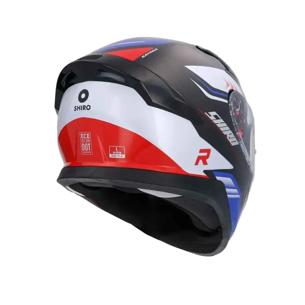 SHIRO KATANA Moto Caschi Integrali Nero Bianco Blu 