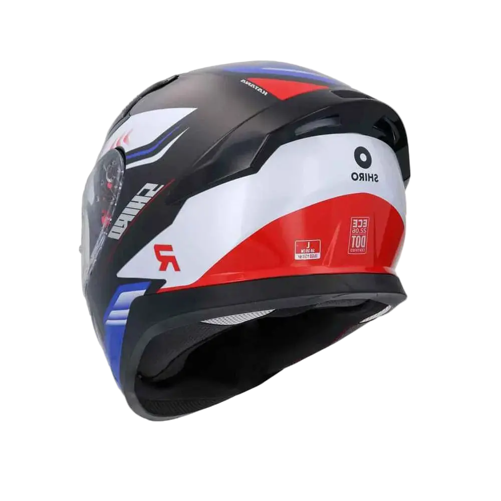 SHIRO KATANA Moto Caschi Integrali Nero Bianco Blu 