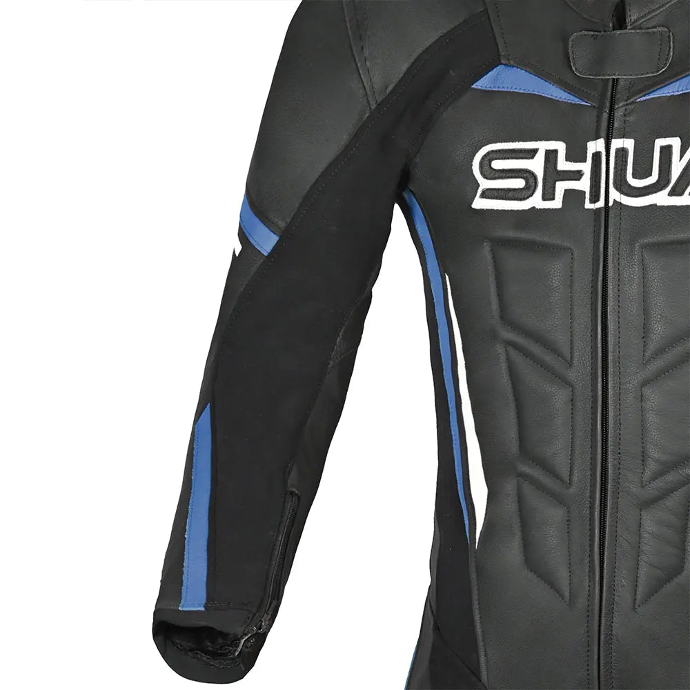 Shua Infinity Nero Blu 1PC Tute da Moto in Pelle Uomo cuffs