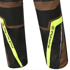Bela Watson Pantaloni da moto touring Nero/Marrone/Giallo Fluor legs