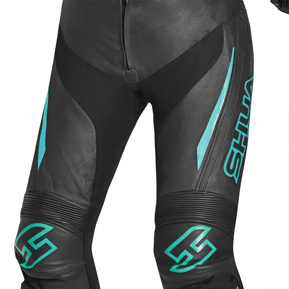 Shua Infinity Tuta Moto donna 2 pezzi Nero/terquise knees 
