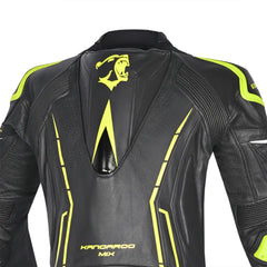 Bela Rocket Nero giallo 1PC Tute in Pelle Di Canguro Mix Uomo back shoulder