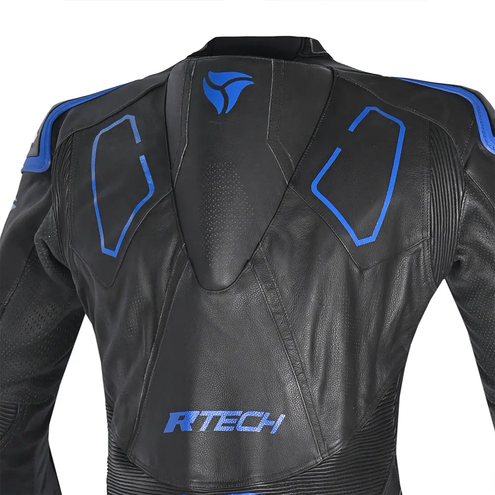 R-Tech rising Kangaroo Mix star Tuta Moto In Pelle Racing Intera Nero/Blu 