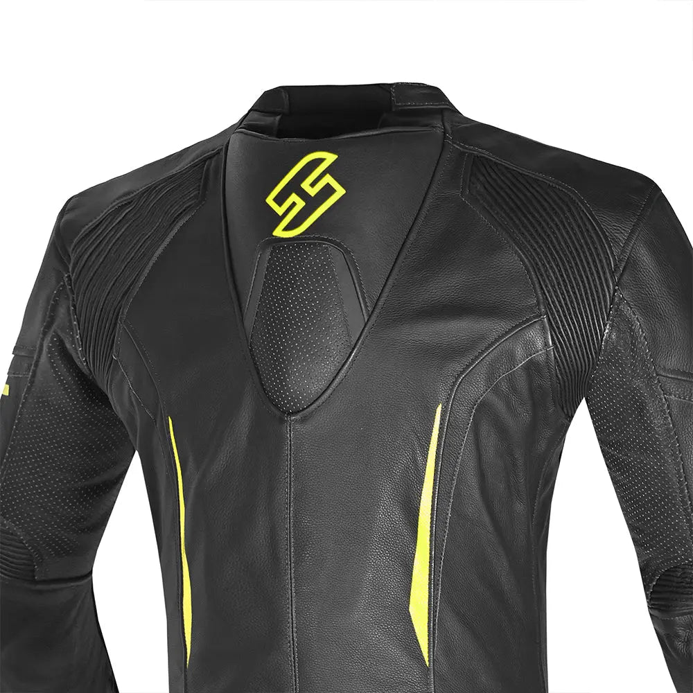 Shua Infinity Nero Giallo/Flu 1PC Tute da Moto in Pelle Uomo back shoulder