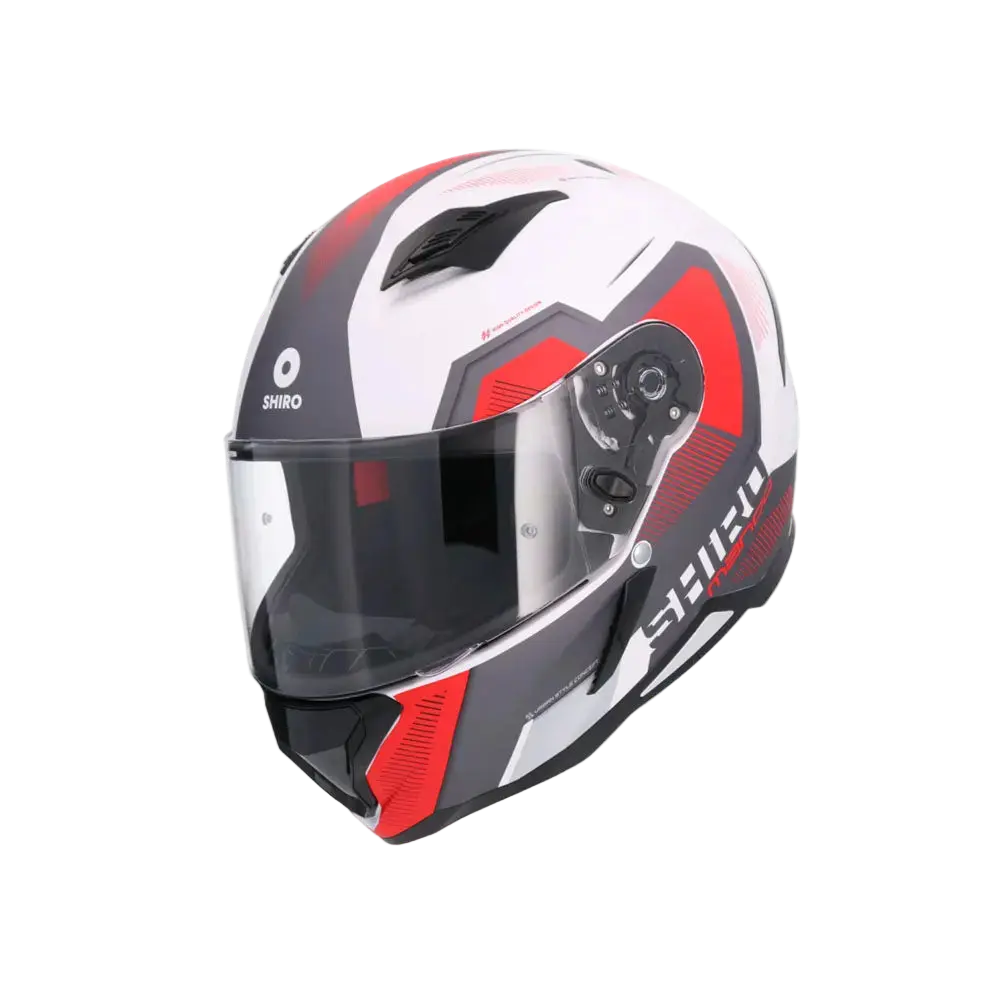 SHIRO HUNTER SH-890 COMMAND Moto Integrali Caschi Bianco Opaco Rosso 