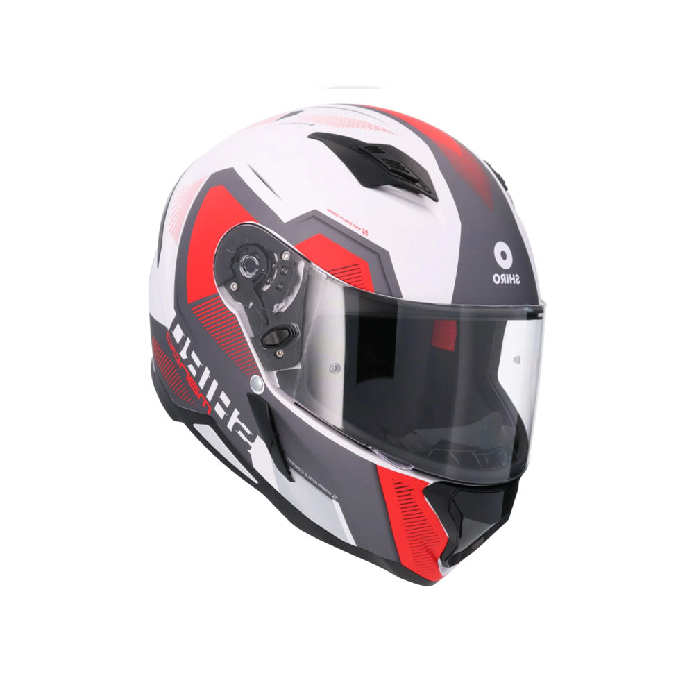 SHIRO HUNTER SH-890 COMMAND MOTO INTEGRALI CASCHI BIANCO OPACO ROSSO