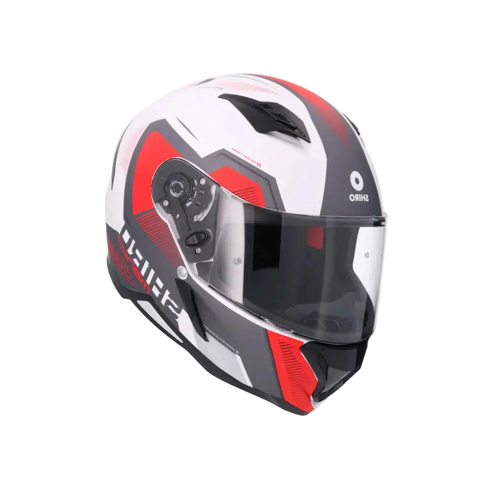 SHIRO HUNTER SH-890 COMMAND Moto Integrali Caschi Bianco Opaco Rosso 