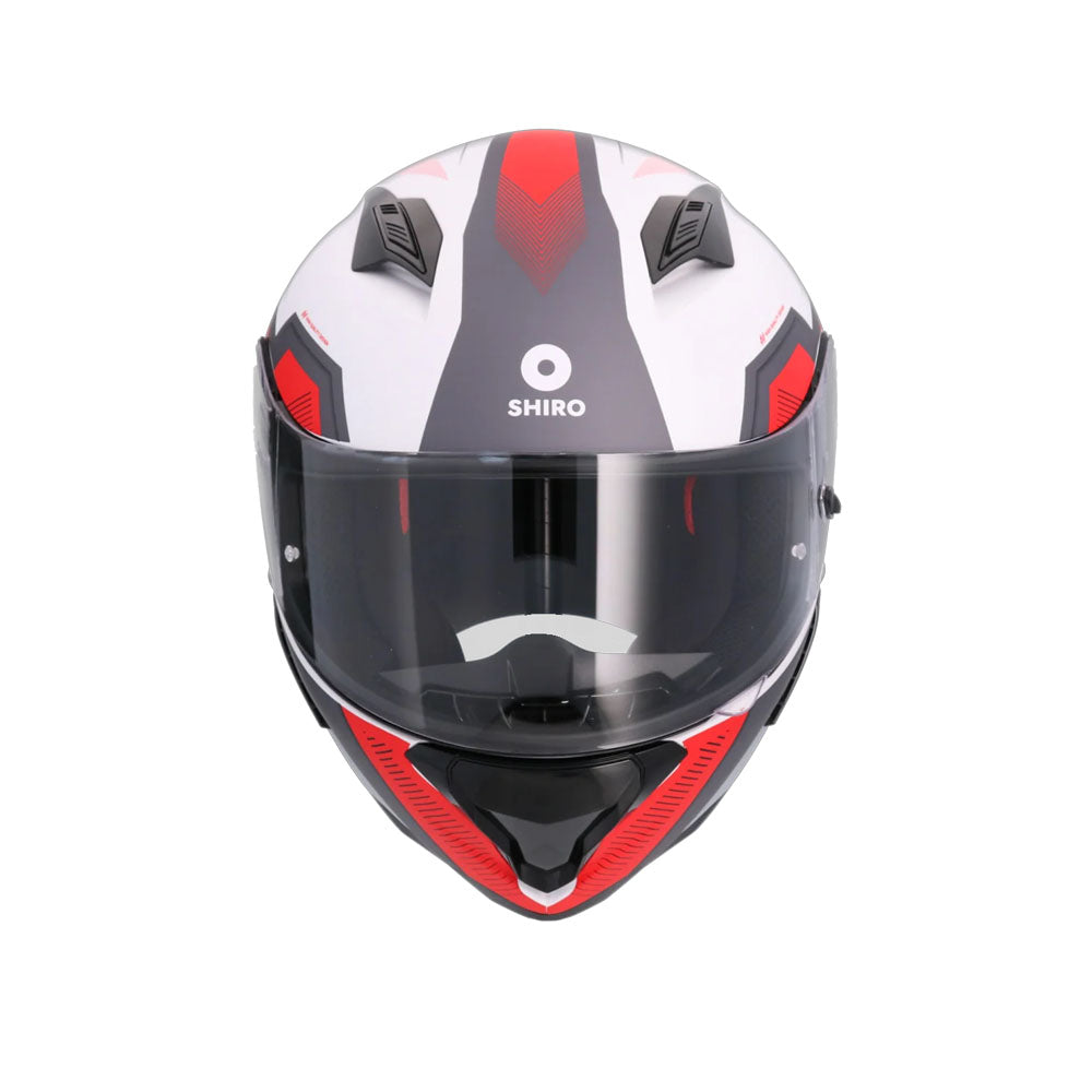 SHIRO HUNTER SH-890 COMMAND MOTO INTEGRALI CASCHI BIANCO OPACO ROSSO