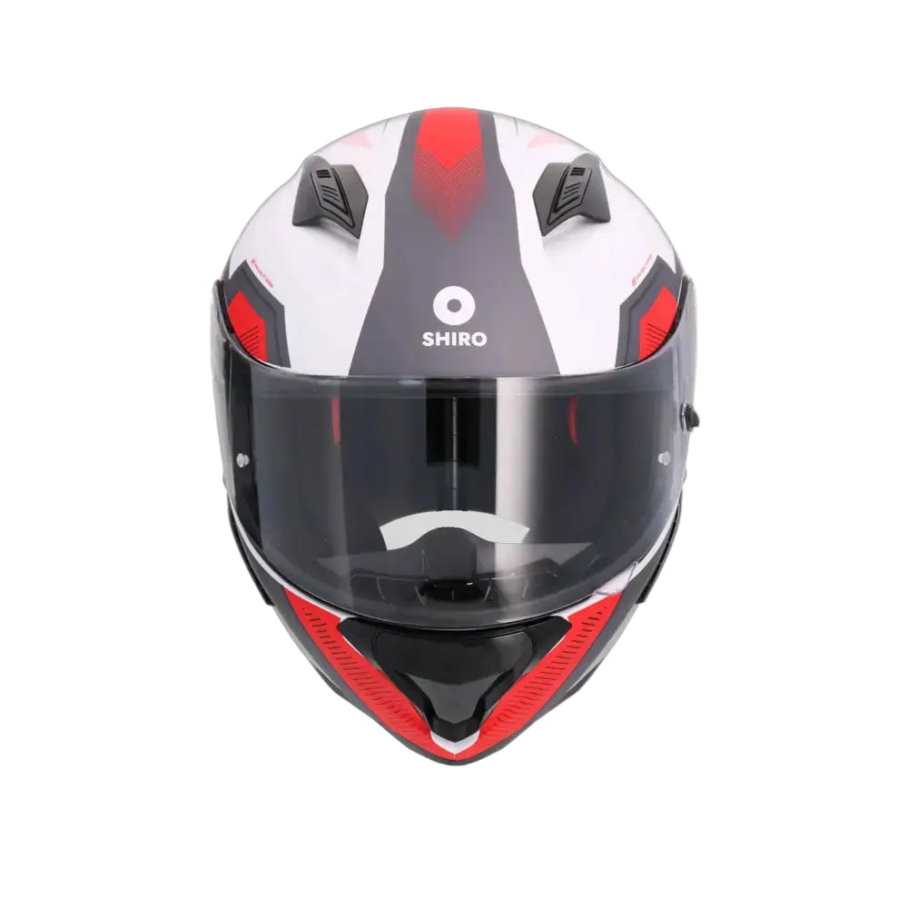 SHIRO HUNTER SH-890 COMMAND Moto Integrali Caschi Bianco Opaco Rosso 