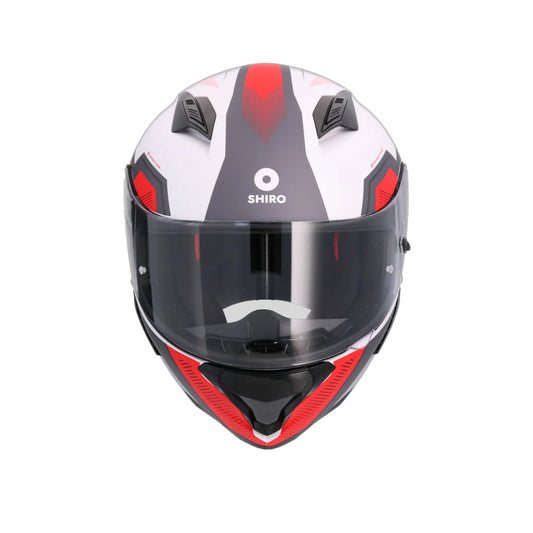 SHIRO HUNTER SH-890 COMMAND MOTO INTEGRALI CASCHI BIANCO OPACO ROSSO