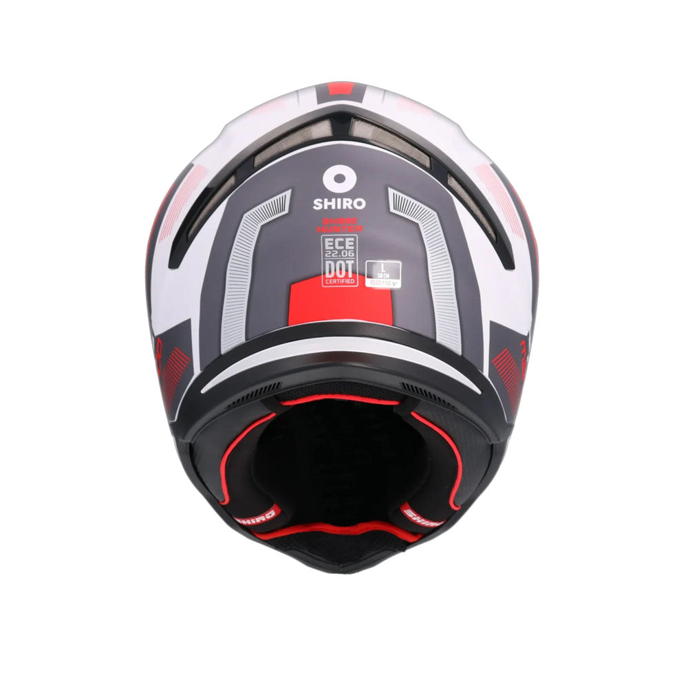 SHIRO HUNTER SH-890 COMMAND MOTO INTEGRALI CASCHI BIANCO OPACO ROSSO
