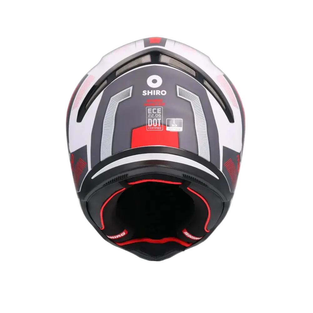 SHIRO HUNTER SH-890 COMMAND Moto Integrali Caschi Bianco Opaco Rosso 